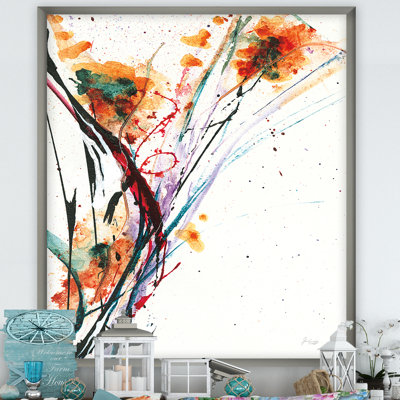 " Abstract Handpainted Orange Flowers "