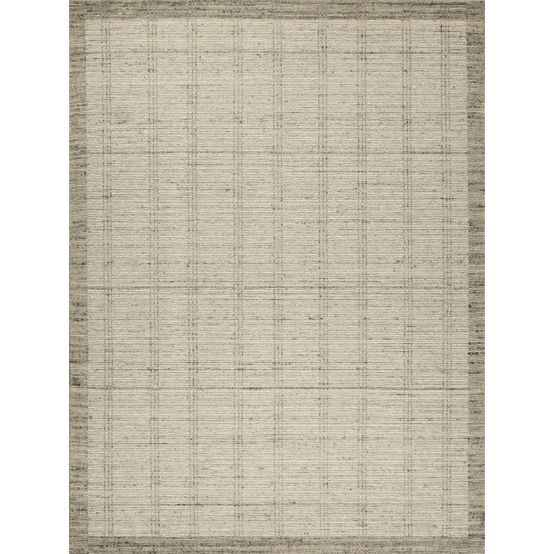 Desi hand-knotted Wool Silver Area Rug, Silver, Rectangle 8' x 10'