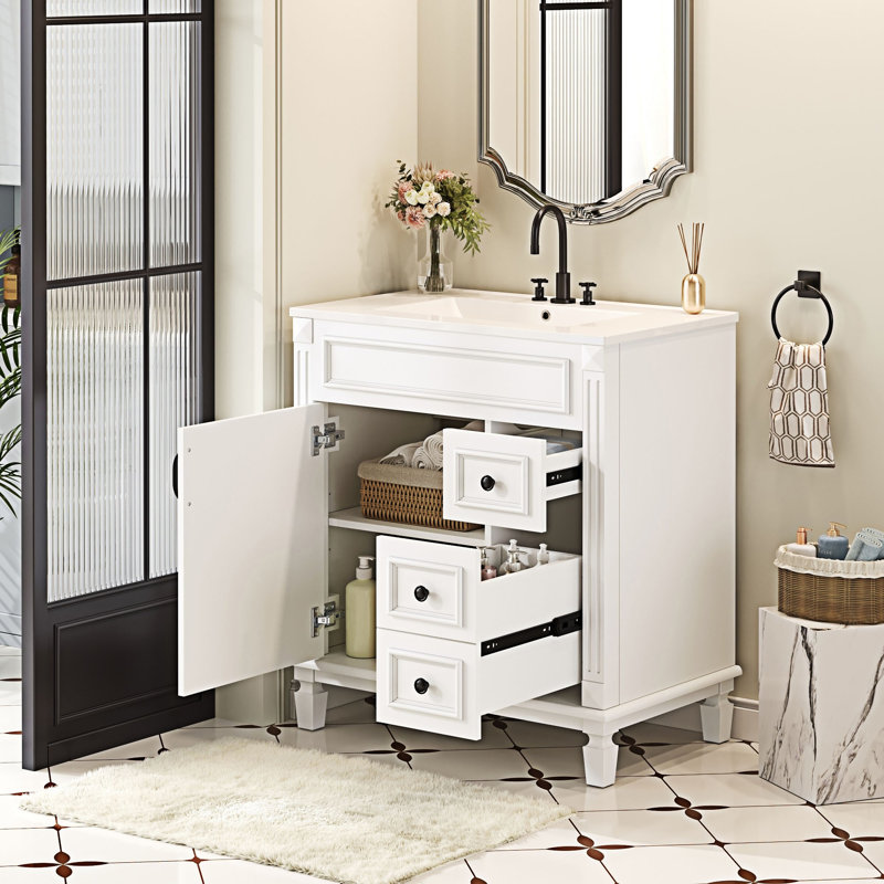 Bathroom Vanity With Ceramic Sink, White