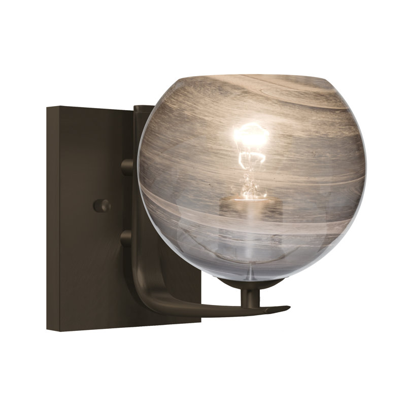 Applique pour salle de bain 1 lumières Ivers, Vapeur fumée, Nickel satiné