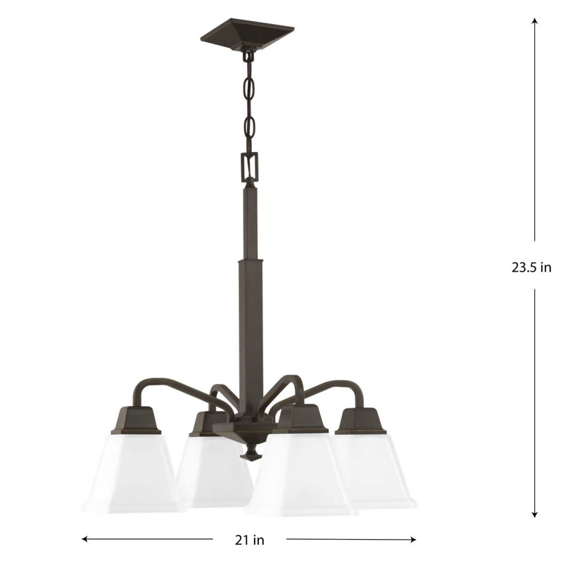 Lustre classique / traditionnel à 4 lumières avec abat-jour Jadyn, Bronze antique