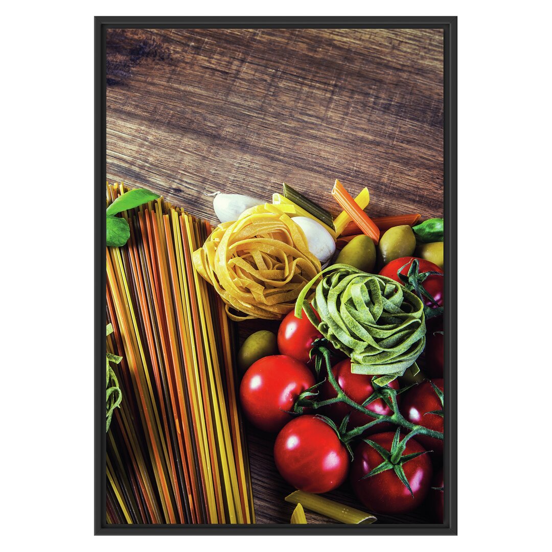 Gerahmtes Wandbild Pasta Italia mit Tomaten