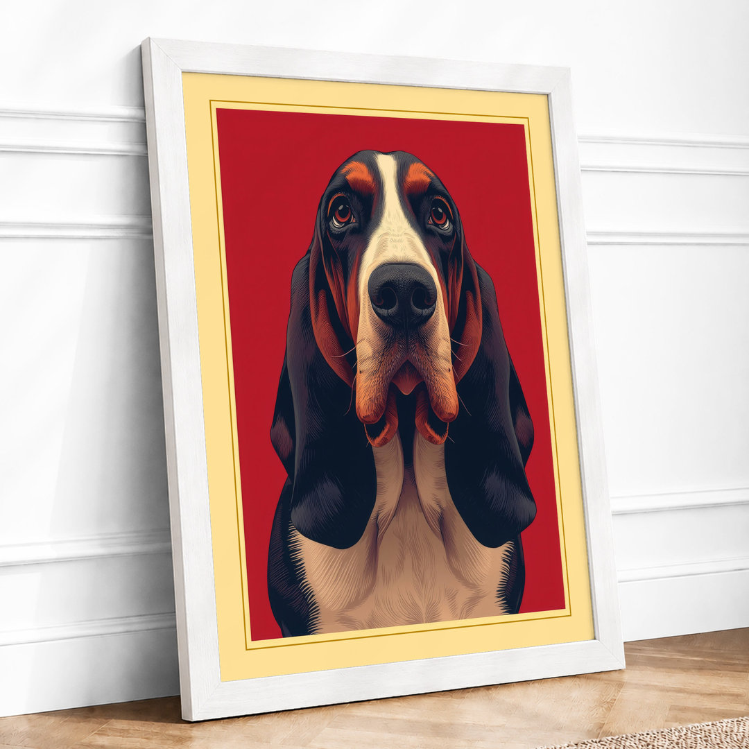 Basset Hound Portrait Modern - Framed Print
