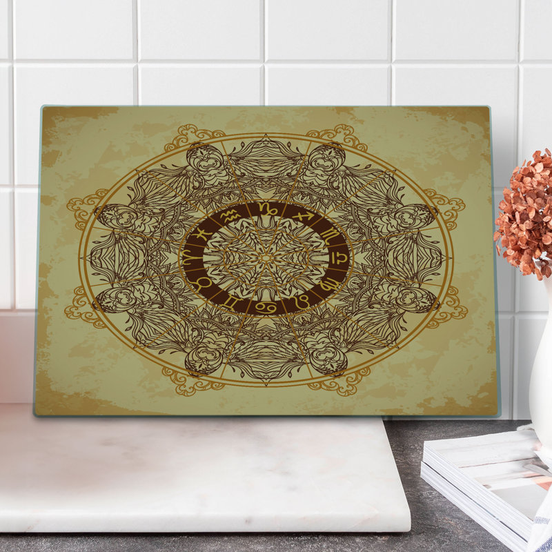 Ambesonne Tan Cutting Board Large Size Astrology Aged Tan Brown
