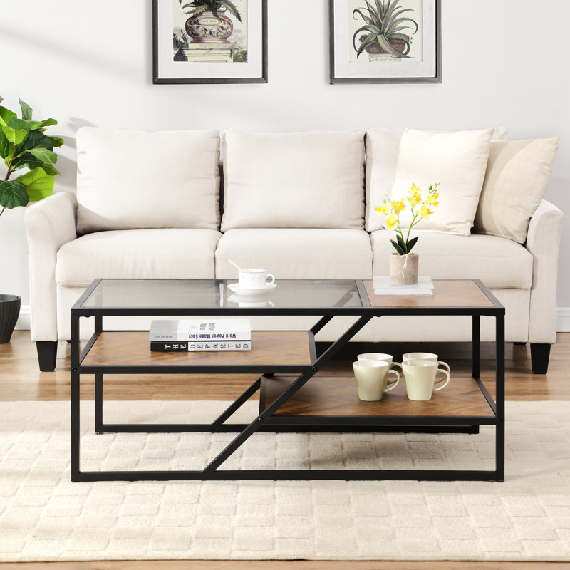 Table basse Alekya, Brun, Noir, H 17,94 po x L 43,34 po x l 21,68 po