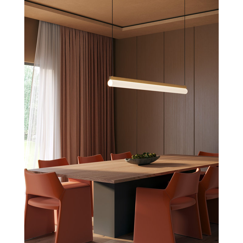Nio 45-in Black dimmable LED Linear Pendant, Antique Brass