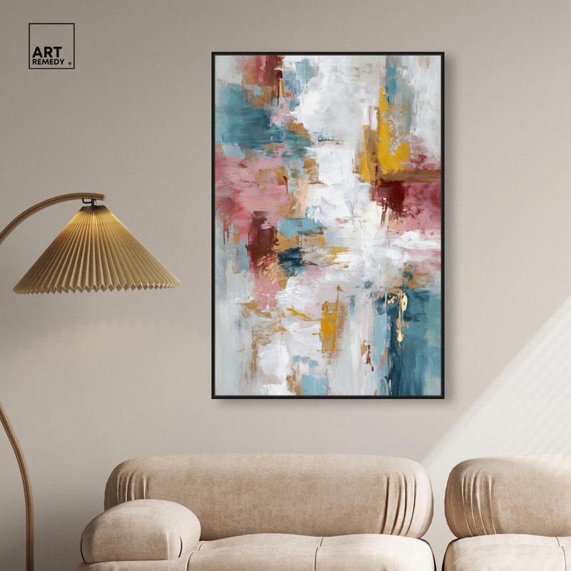 Warmth and cool II Canvas Modern Wall Decor by, 31" H x 21" W, Floater Frame, Black