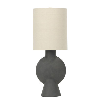 Sculptural Table Lamp with Linen Shade