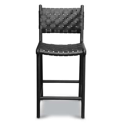 Banda Teak & Woven Leather Counter Height Stool