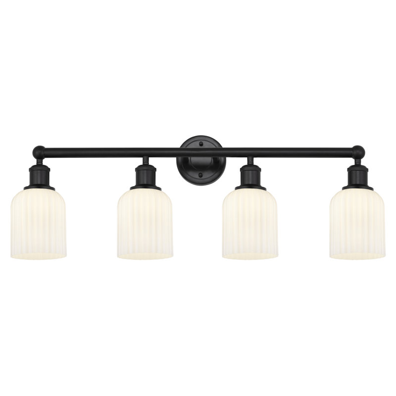 Éclairage pour meuble-lavabo à 4 lumières à intensité variable Fiennes Veil, Noir mat, Blanc