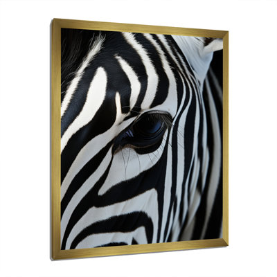 Portrait de zèbre noir et blanc II encadré sur toile