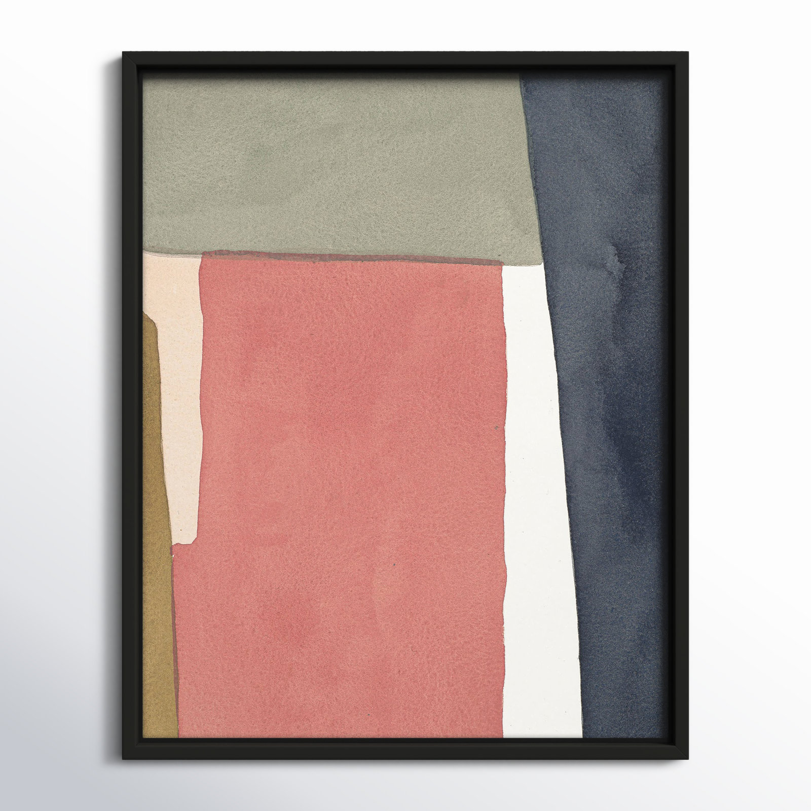 Warm Pink And Indigo by Julia Balfour, Black Framed Canvas, 38" H x 30" W x 1.4" D
