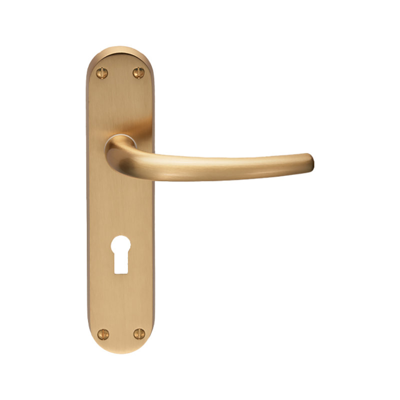 Lilla Lock Door Handle, Satin Brass