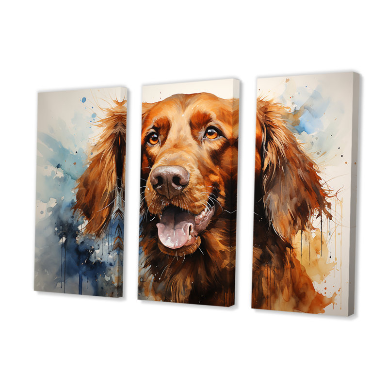 «Dog Irish Setter Impressions IV», ensemble de reproductions d'art mural, H 32 po x l 48 po