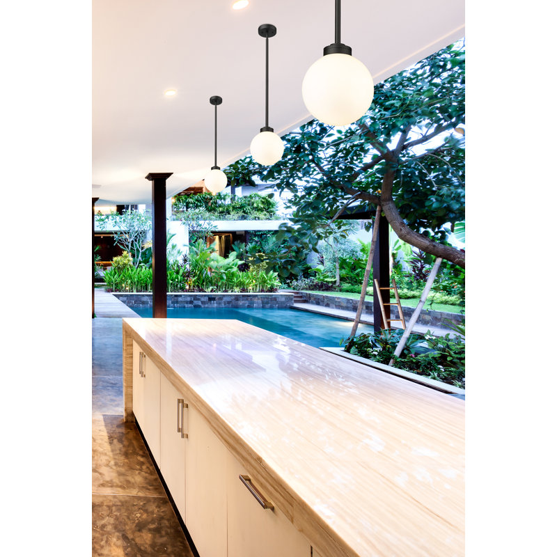 Ayres Outdoor Pendant, Frosted, 9" H x 8" W x 8" D