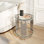 Table de bout ronde en verre, table d'appoint moderne de luxe à 2 niveaux avec pieds en acier inoxydable et verre trempé transparent pour le bureau à domicile