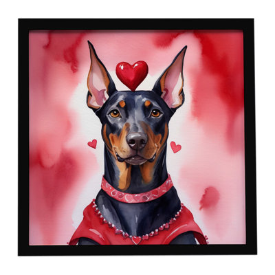 «Doberman Pinscher My Valentine», reproduction d'art encadrée