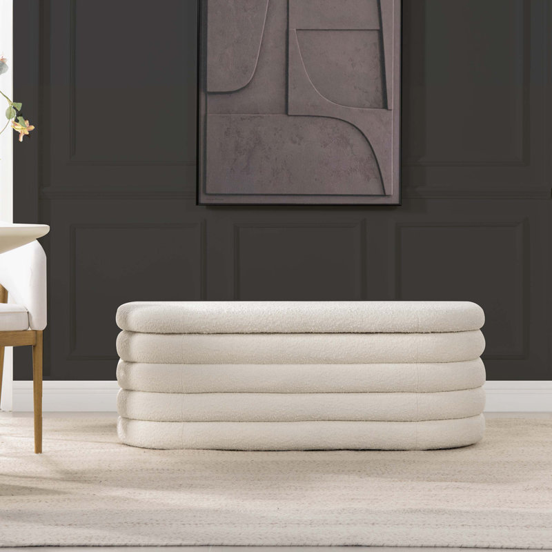 Banc de rangement rembourré Helene, Blanc
