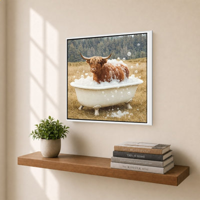 Bathing Bull by Gail Peck - Graphic Art on Canvas