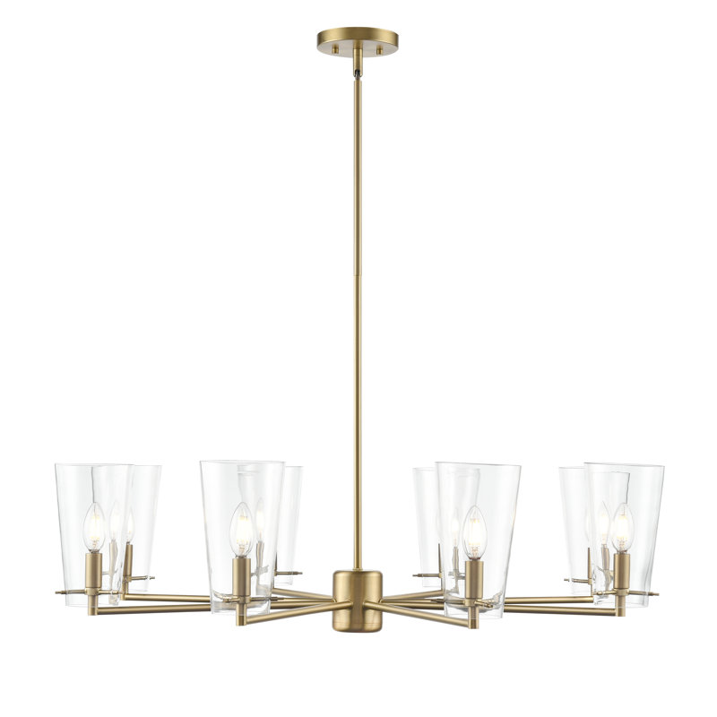 Lustre à 8 lumières de 38,75 po de large Maccan - laiton rétro, H 10,25 po x l 38,75 po x P 38,75 po, 8