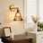 1 light Adjustable Metal Armed Wall Sconce with Amber Glass Lampeshade-1453561471