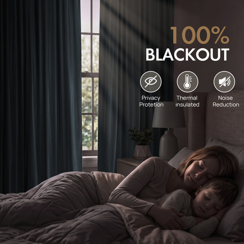 100% Blackout Double-layer Velvet Curtain. Rod Pocket Back Tab Thermal Insulated Drapes for Living room Bedroom (Set of 2)