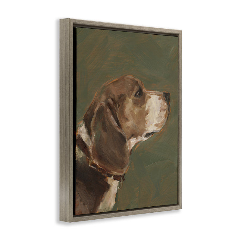 Art mural encadré traditionnel "Beagle" par Ethan Harper, Cadre flottant orme Montalcino, H 21 po x l 17 po