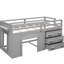 Lit mezzanine simple gris avec armoire et tablette durables - fabrication en bois massif sécuritaire-715480557