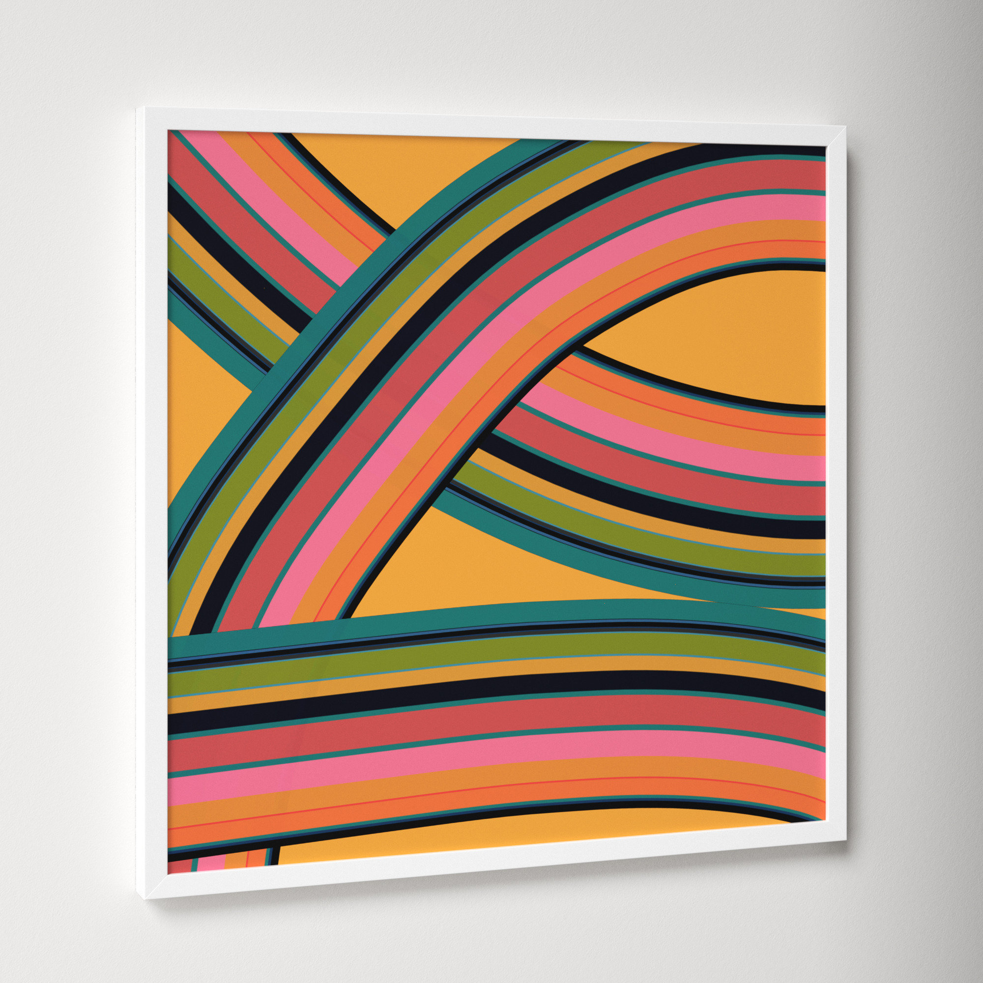 Twist Series I Fiesta Twist by Jacques Pilon - Picture Frame Graphic Art, 24" H x 24" W x 1.25" D, White