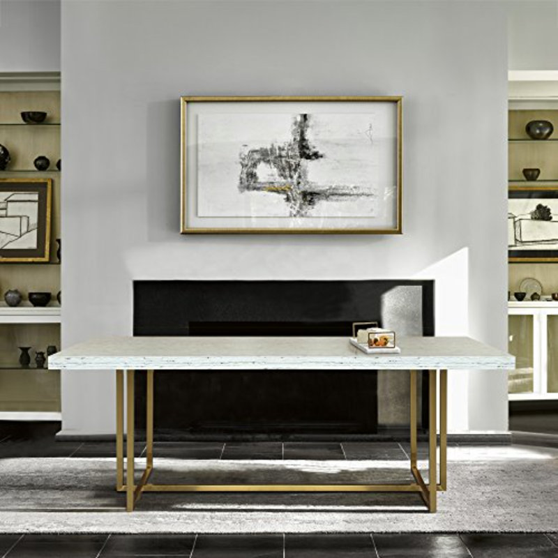 Metal Base Dining Table, Brushed Gold