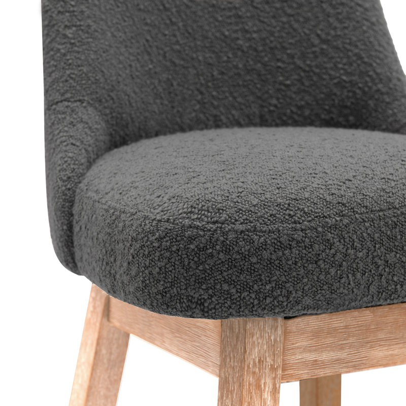 Breann Swivel 26“ Water and Stain Resistant Boucle Upholstered Swivel Counter Stool, Gray