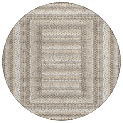 Machine Washable Indoor/Outdoor Xhevrie Taupe Rug