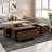 Rectangular Sliding Top Coffee Table With 2 Drawers And 2 Hidden Storage Compartments