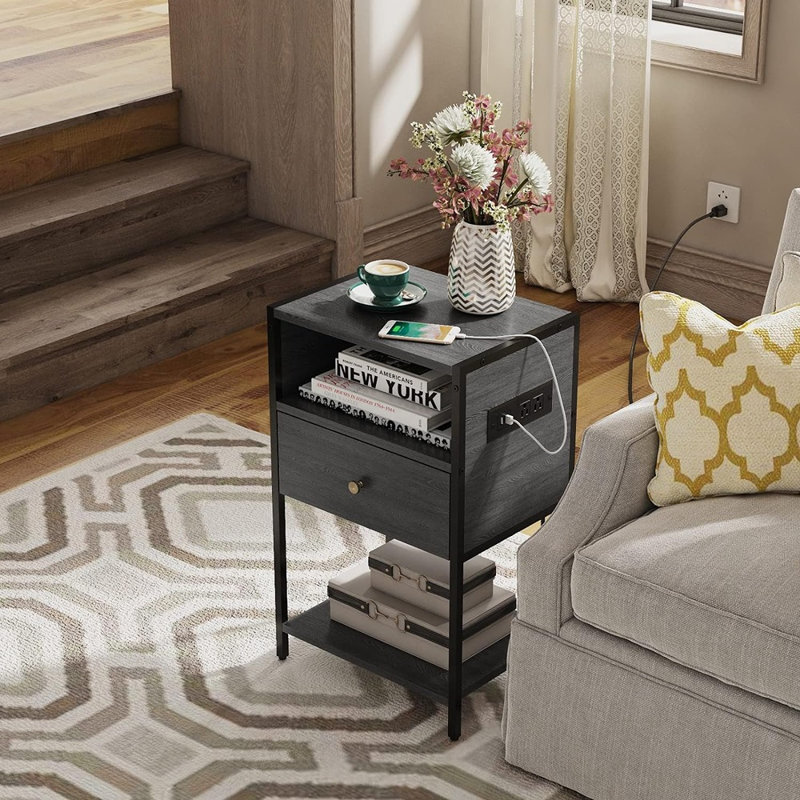 15'' W Metal Nightstand