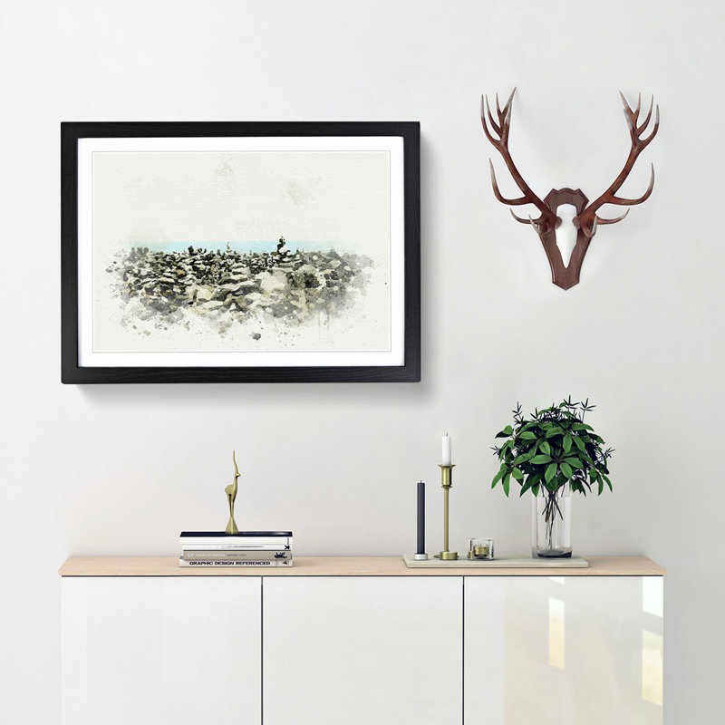 Stacked Stones in Spain in Abstract - Framed Print, Black Framed, 62cm H x 87cm W x 2cm D