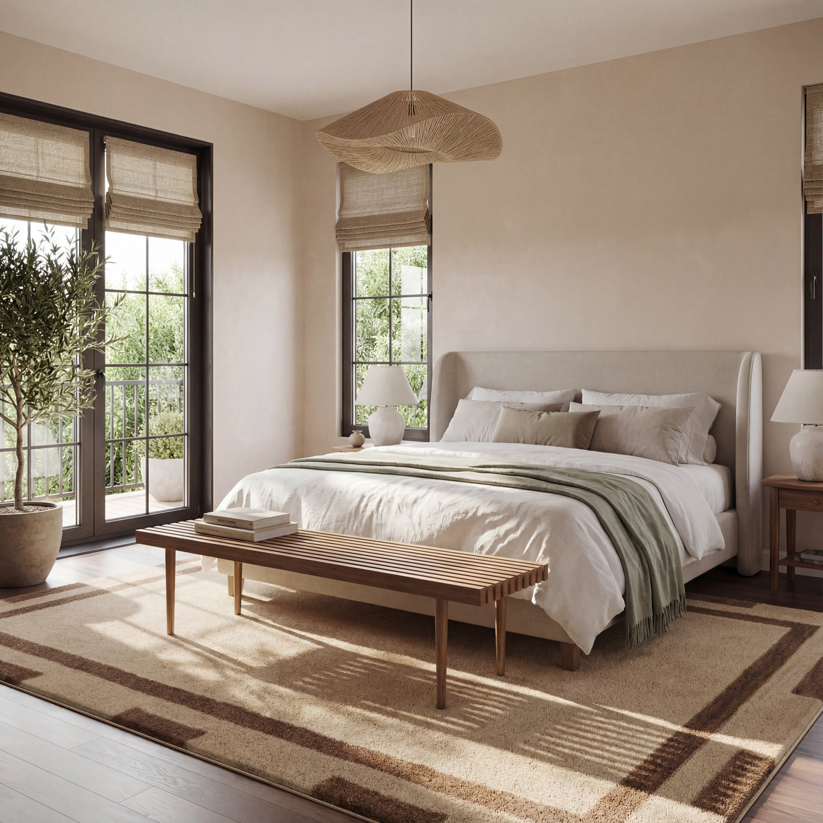 Bordered Hand-Tufted Rug, Rectangle 8'6'' x 11'6''