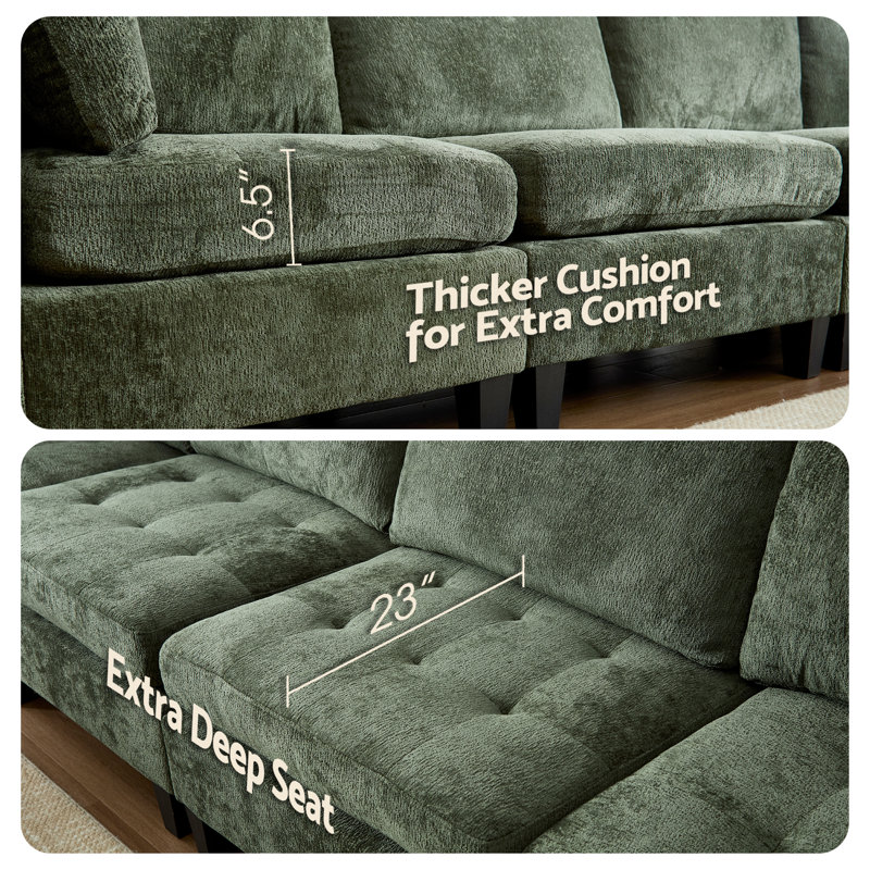 Canapé modulaire en chenille 8 pièces à assise profonde avec repose-pieds de rangement et canapé convertible 8 pièces
