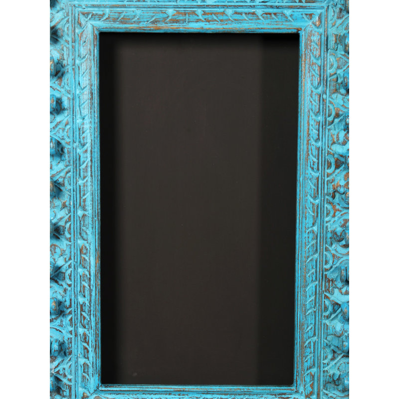 Cadre de miroir sculpté en bois Exotic India en bois - Décoration murale artisanale pour couloir et chambre à coucher