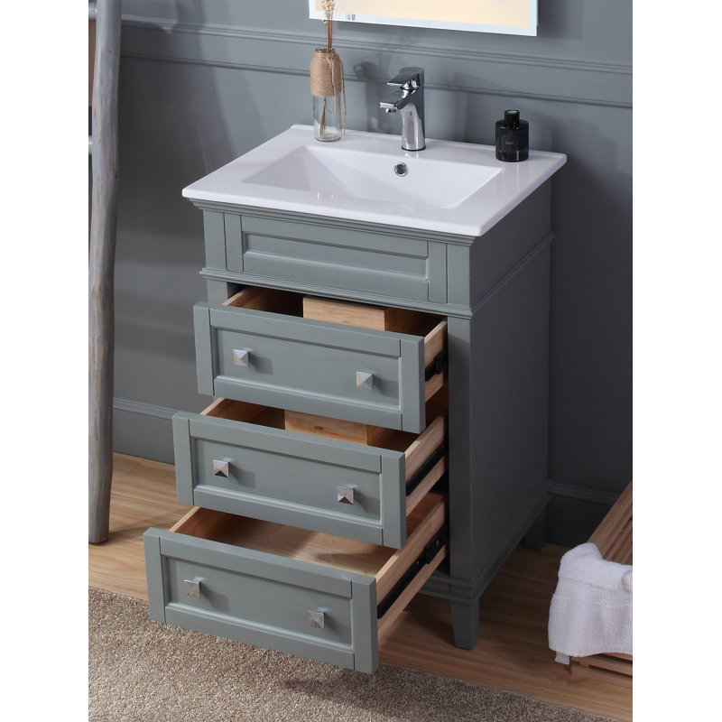 Ensemble de meuble-lavabo simple 24 po Guerra, gris