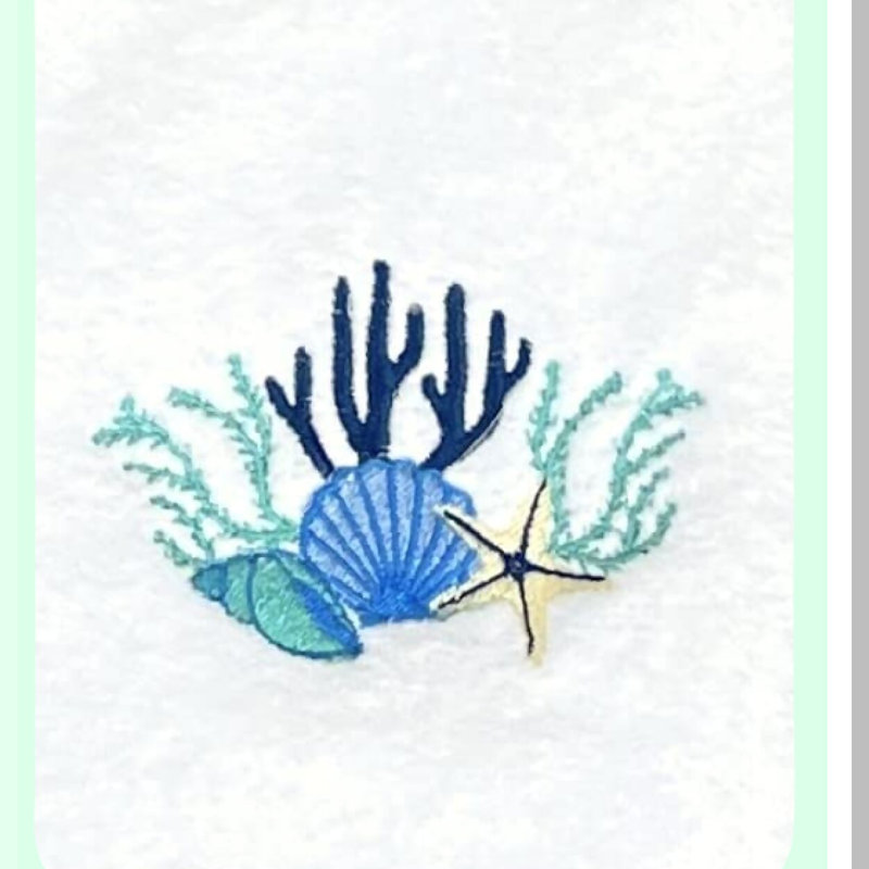 Seashell Serenity Coastal Hand Towels: Ocean Life Design, 2 Piece Set