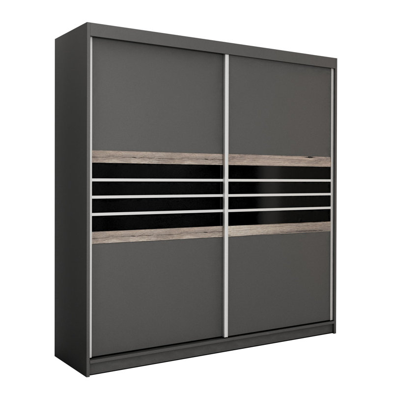 Bilotti Manufactured Wood Wardrobe, Lava and Black Gloss