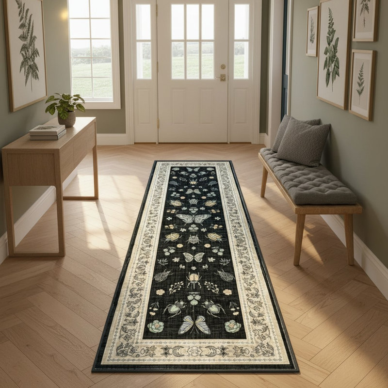 Tapis de couloir Butterfly, Noir