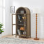 Armoire de rangement moderne en bois de style rétro avec des cloisons en verre réglables et une conception arquée pour une utilisation multifonctionnelle dans la cuisine