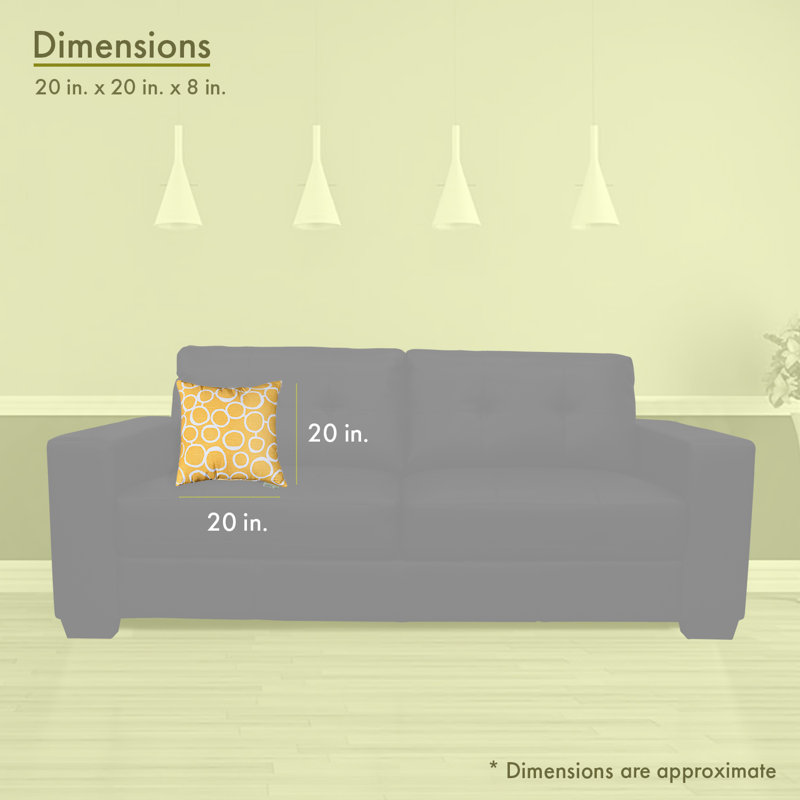 Coussin en coton Fusion, H 20 po x l 20 po, Jaune
