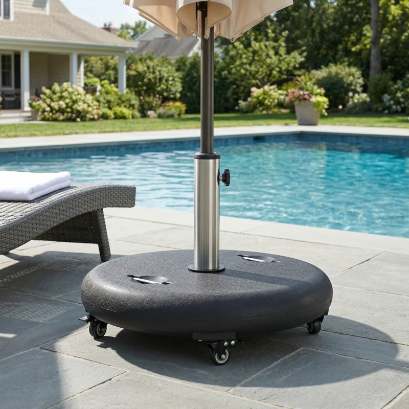 Lacourse 79 Lb. Resin and Concrete Free Standing Umbrella Base with Wheels, Black
