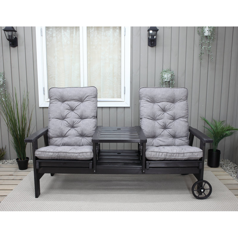 Sevyn Solid Wood Pine Outdoor Bench, Black
