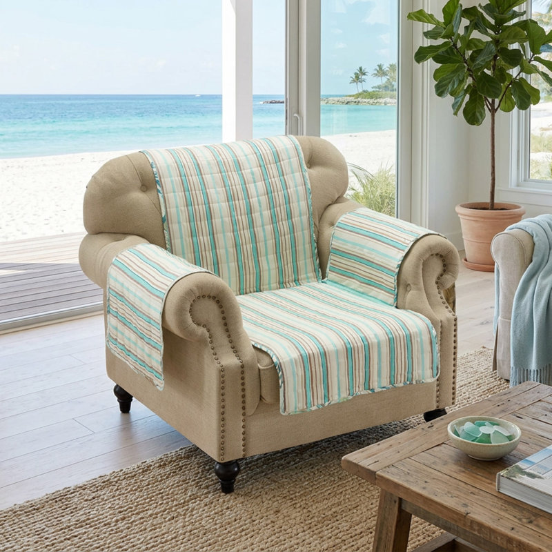 Atlantis Jade Reversible Furniture Slipcover, 81" H x 81" W x 16" D