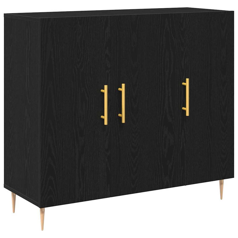 Sideboard 90X34x80 Cm Engineered Wood, Black Oak