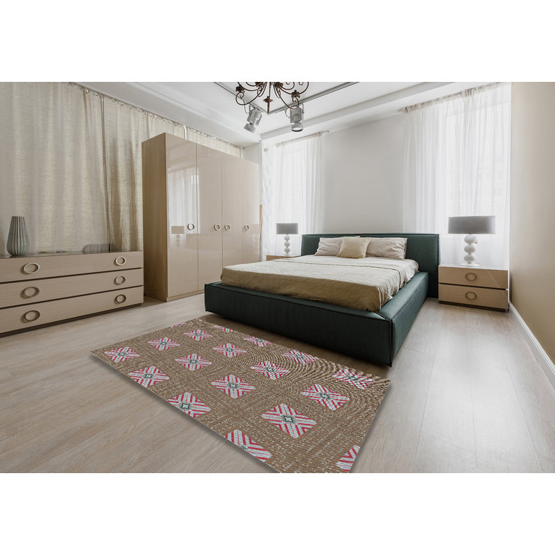 Tapis gris / rose Power Loom, Rectangle 5 pi x 8 pi