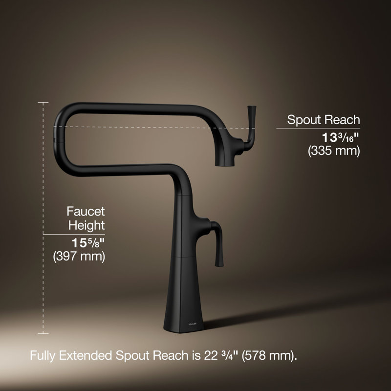 Graze Deck-Mount Pot Filler Faucet, Matte Black